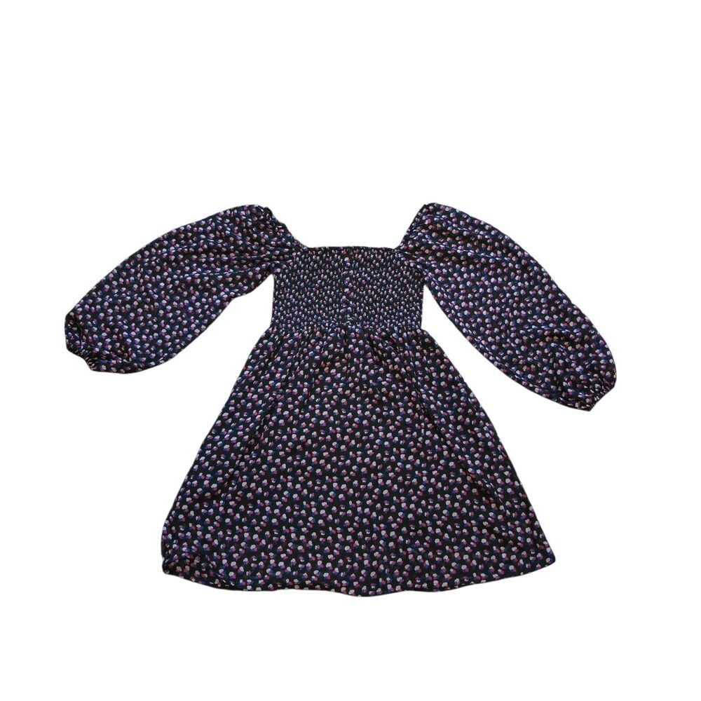 ONLY Chiffon Mini Dress Women's 36 (US 6/S) Square Neck Smocked Sheer Sleeves